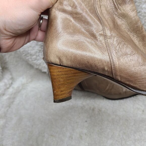 Navid O Nadia Vintage Tan Leather Pointed Toe Ankle Boots sz 39 - Picture 3 of 10